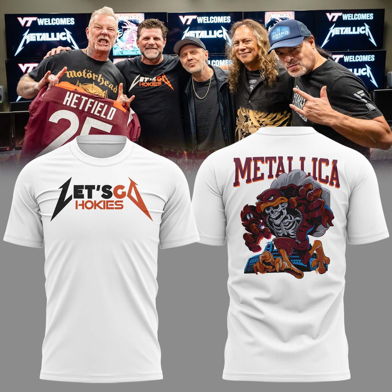 Let's Go Hokies Metallica Virginia Tech Music Concert White T-Shirt Best Gifts For Music Lovers