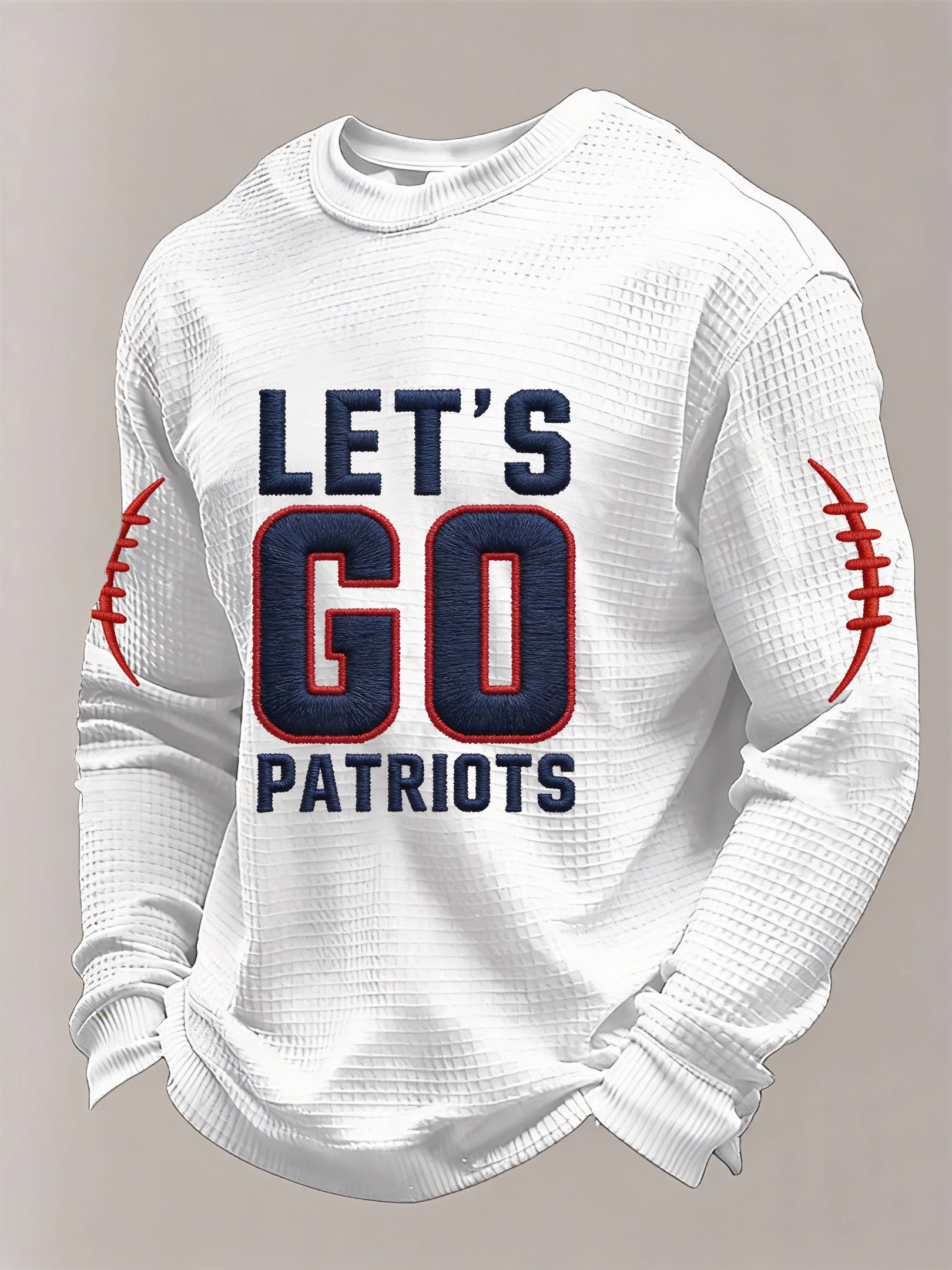 Let's Go Patriots Waffle Long Sleeve T-Shirt New England Football Shirt Gifts For Fans