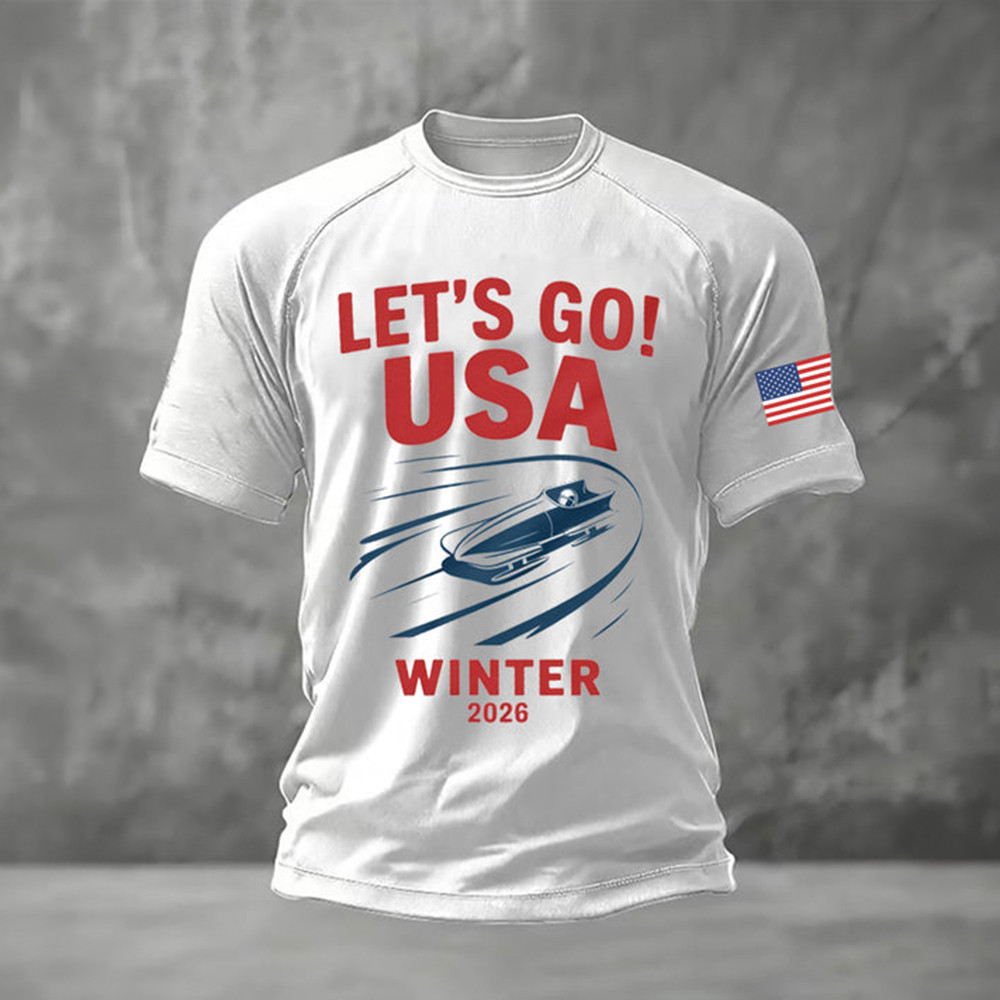 Let's Go USA Winter 2026 T-Shirt USA Milano Cortina 2026 Clothes Cool Gift For Fans