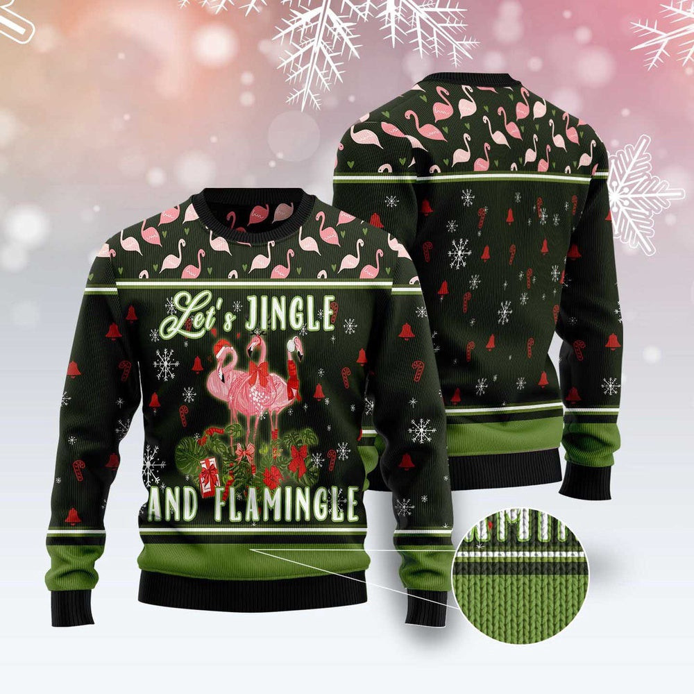 Let'S Jingle And Flamingle Ugly Christmas Sweater Funny Ugly Christmas Sweater Gifts For Couples
