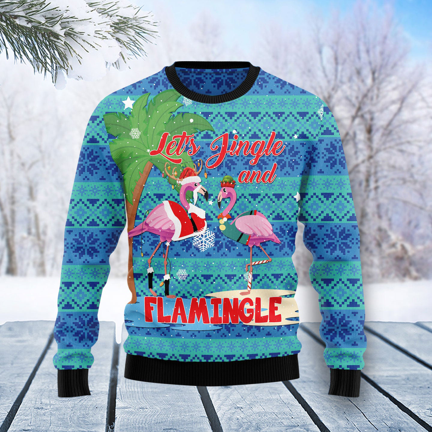 Let's Jingle And Flamingle Ugly Christmas Sweater Xmas Clothing Christmas Gifts For Her