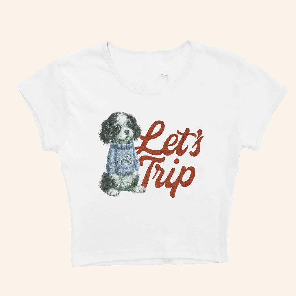 Let's Trip Merch Puppy Baby Cropped T-Shirt Christmas Presents For Her Let's Trip Merch Puppy Baby Cropped T-Shirt Christmas Presents For Her
