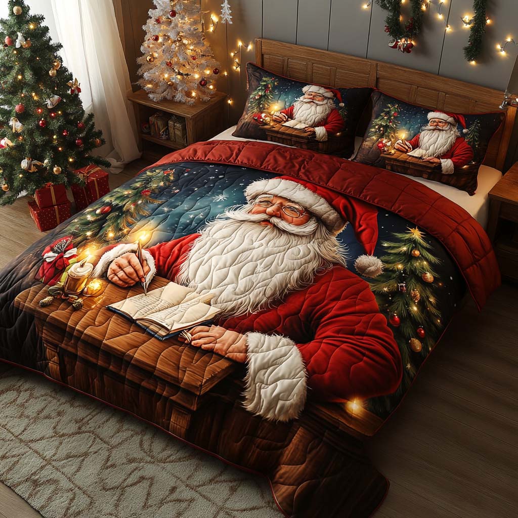Letters from Santa Quilted Bedding Set Xmas Duvet Cover Set Christmas Gifts For My Wife