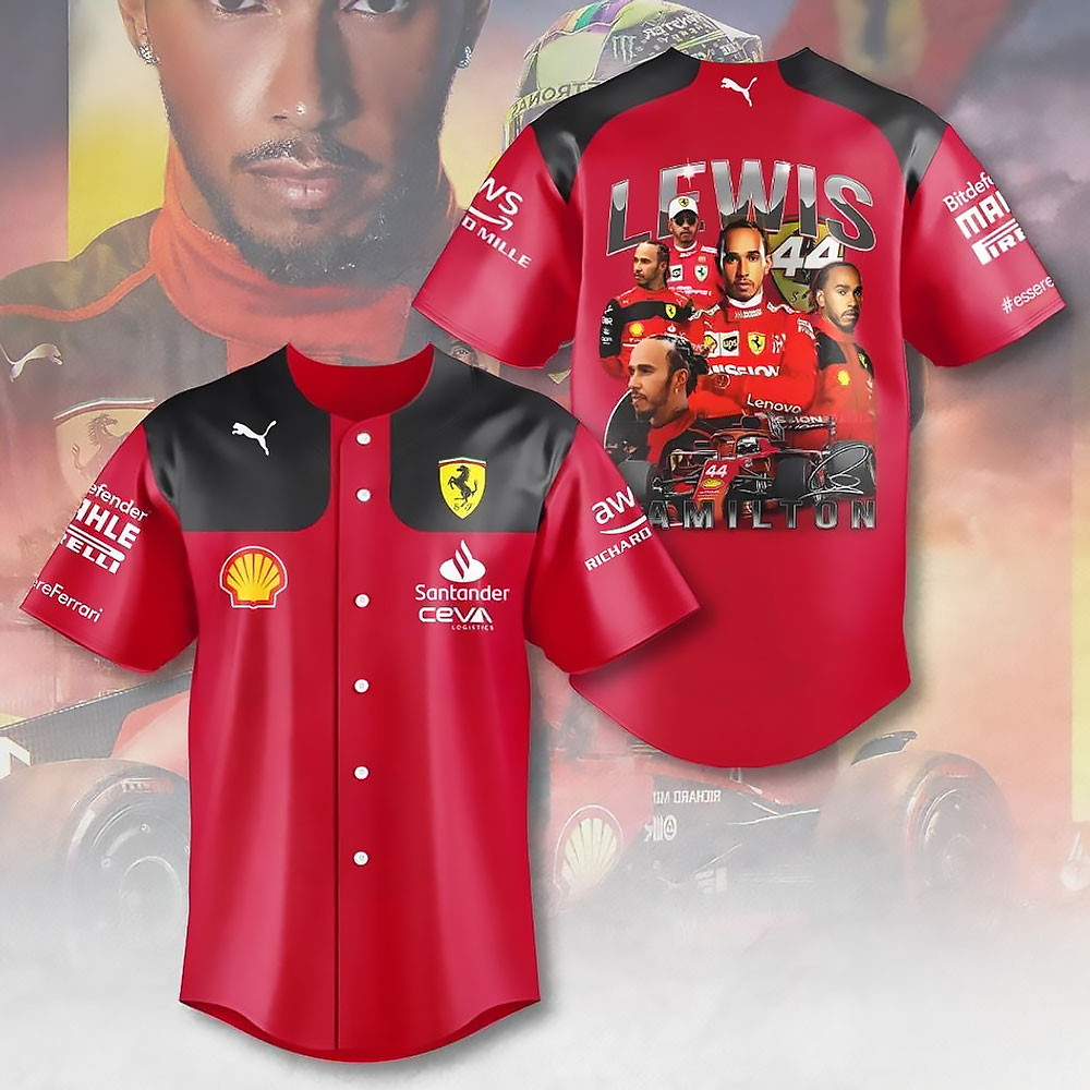 Lewis Hamilton Signature Red Baseball Jersey Gifts For Racing Fans