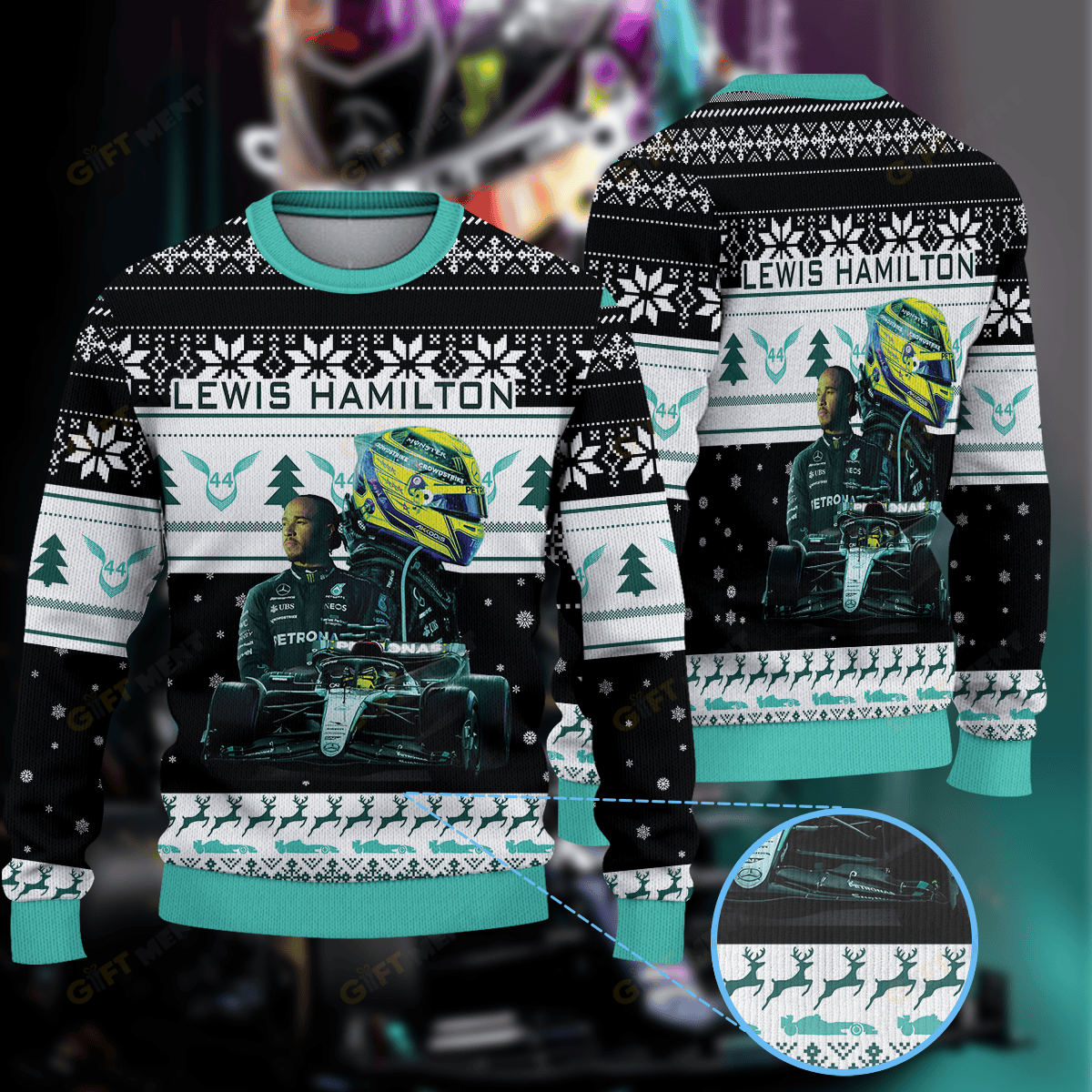 Lewis Hamilton Ugly Christmas Sweater Xmas Holiday Merch Gifts For Car Racing Lovers Fans
