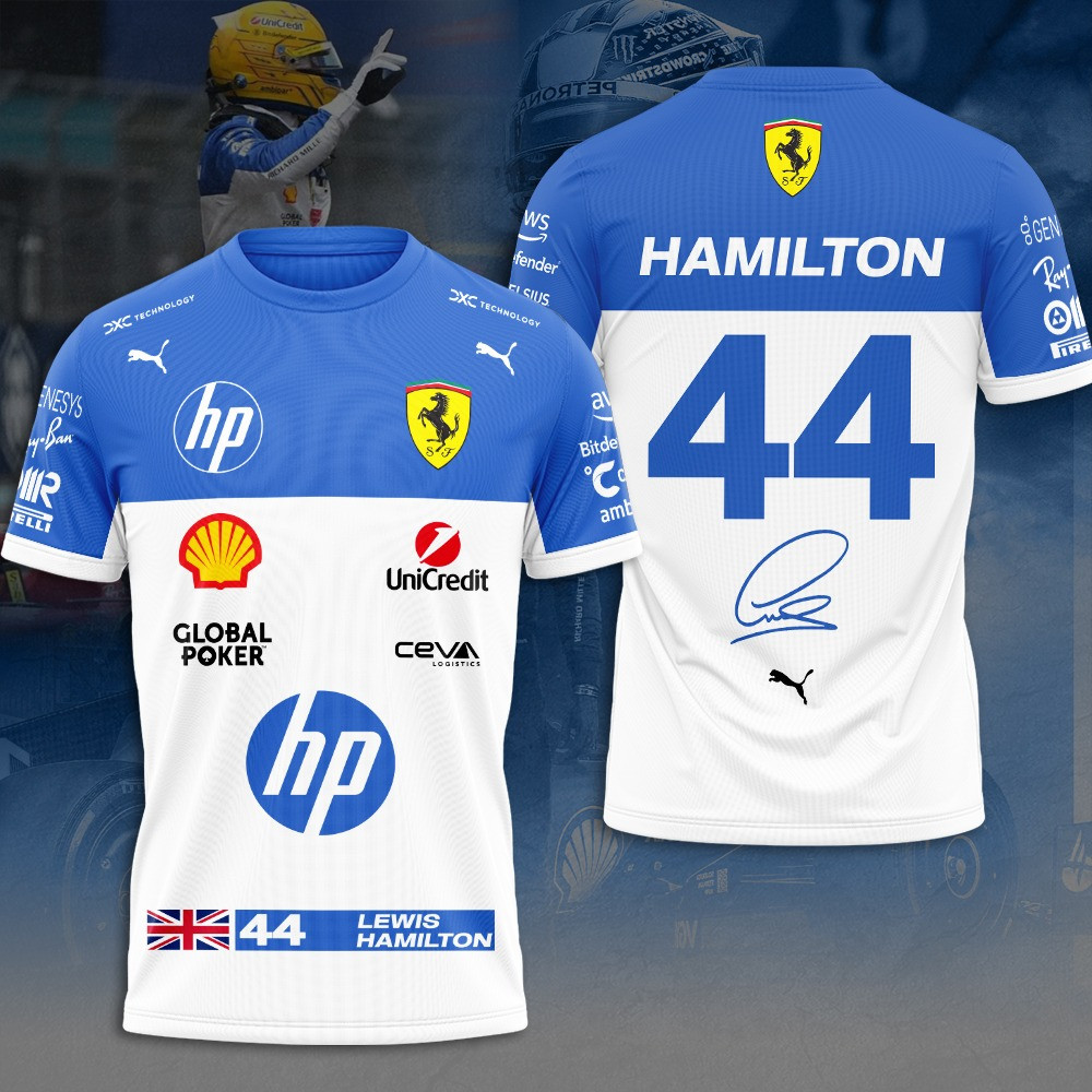 Lewis Hamilton x Scuderia Ferrari 3D T-Shirt Cool Gifts For Racing Fans