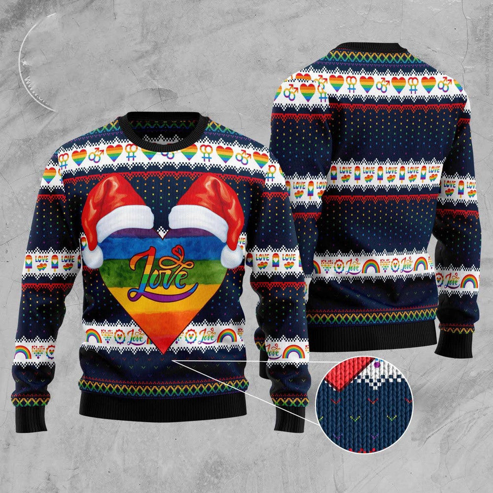 Lgbt Heart Ugly Christmas Sweater Funny Ugly Christmas Sweater Gifts For Couples