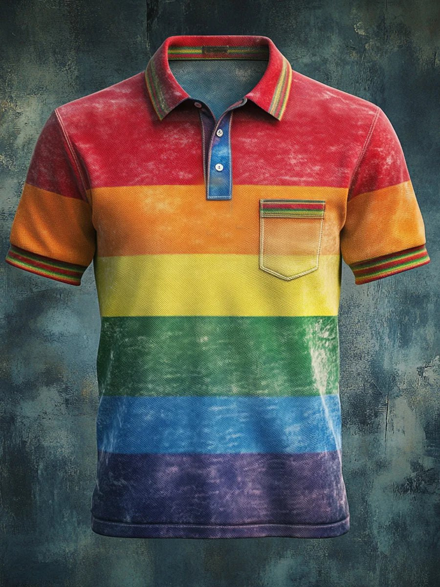 LGBT Stripe Flag Pride Polo Shirt LGBT Pride Month Clothing Meaningful Pride Gift