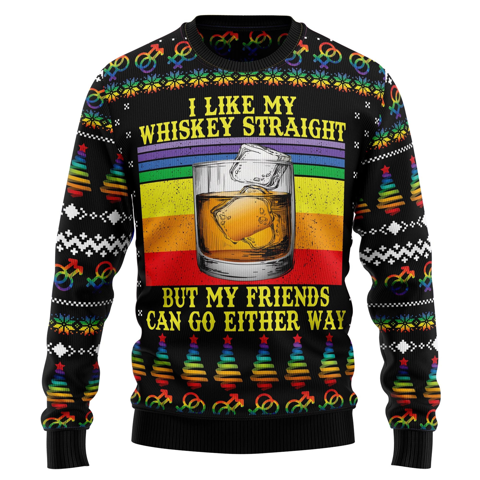 LGBT Whiskey Straight Ugly Christmas Sweater