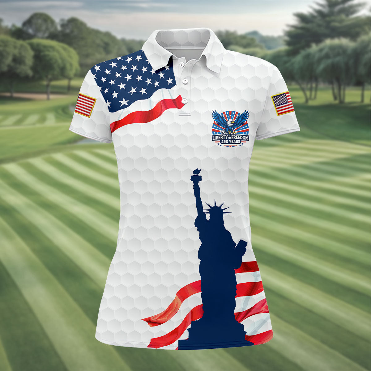 Liberty And Freedom 250 Years Polo Shirt Patriotic Golf Shirt Cool Golf Gifts