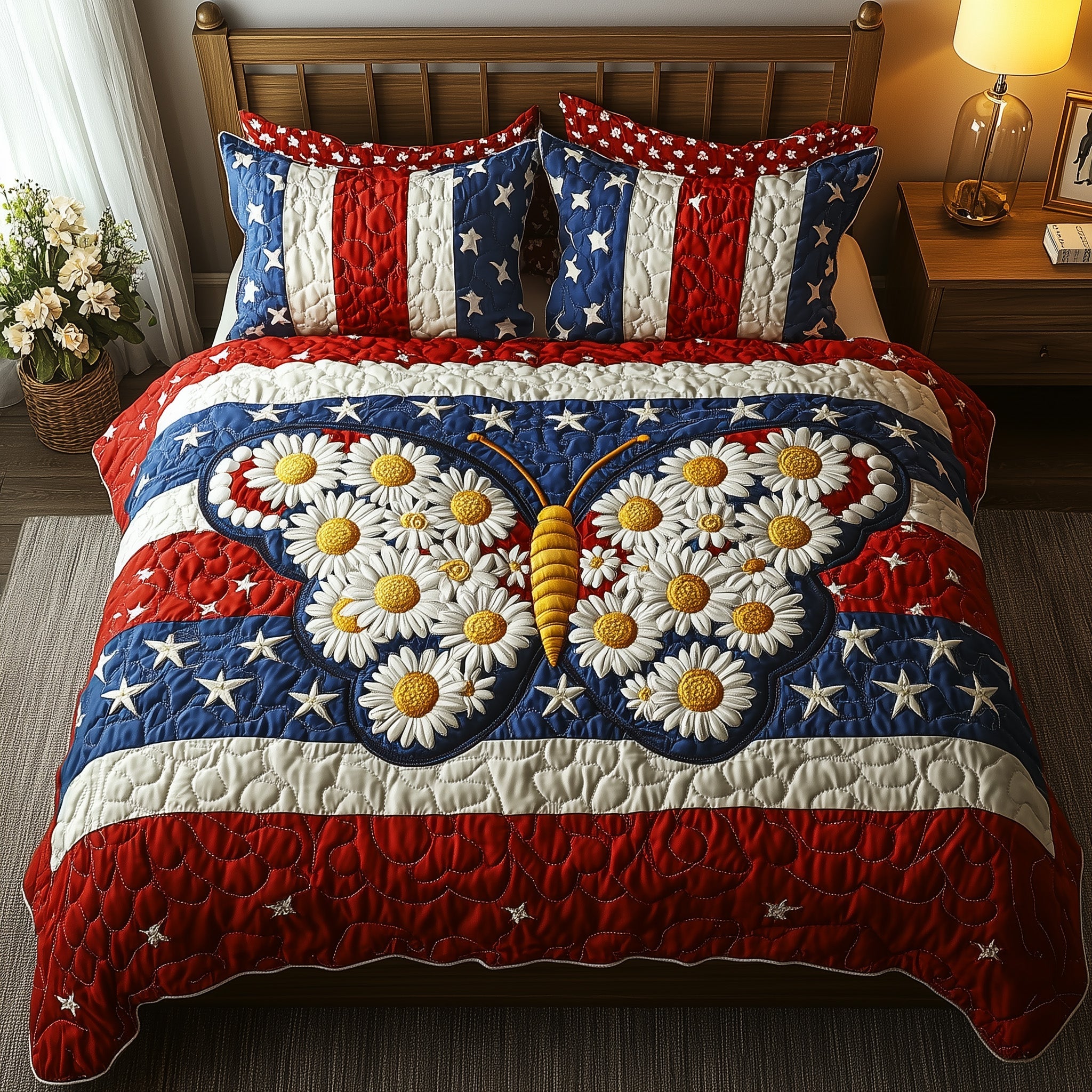 Liberty Butterfly Quilted Bedding Set Duvet Cover Bedspread Novelty Butterfly Gifts