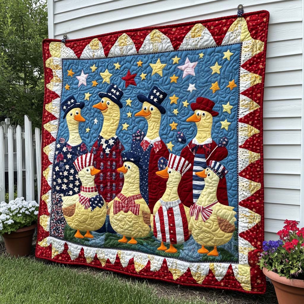 Liberty Duck March Quilted Blanket Christmas Holiday Gifts For A Patriotic Person