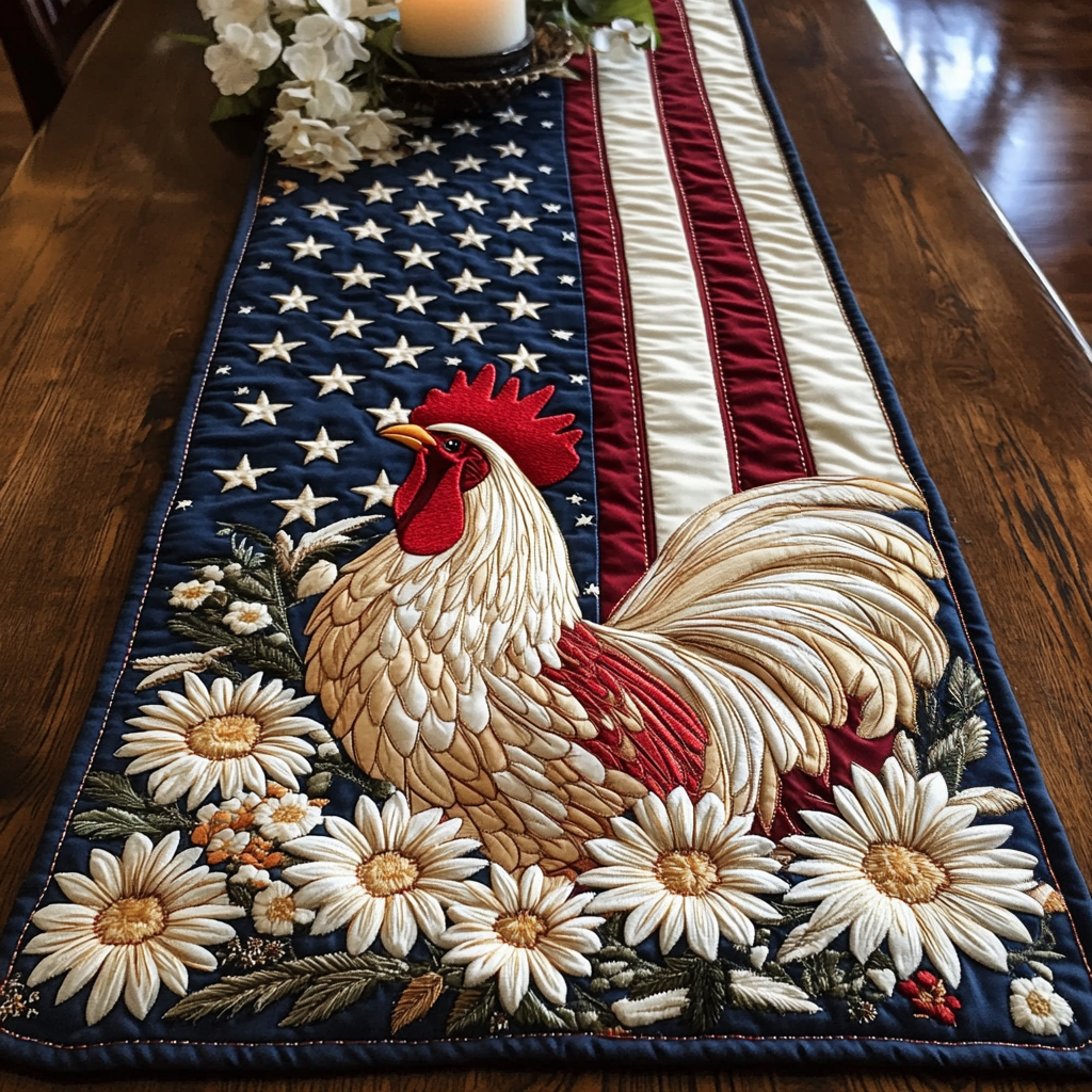Liberty Feather Quilted Table Runner Dining Table Decor Patriotic Presents