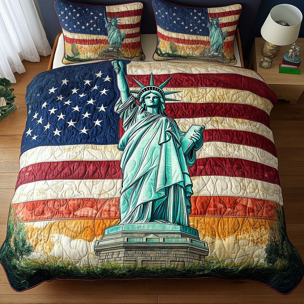 Liberty Flag Quilted Bedding Set Best Comforter Sets Patriotic Gifts For Women