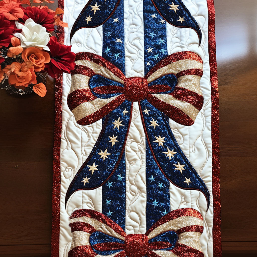 Liberty in Bloom Quilted Table Runner Holiday Dining Table Decor Patriotic Gifts For Him