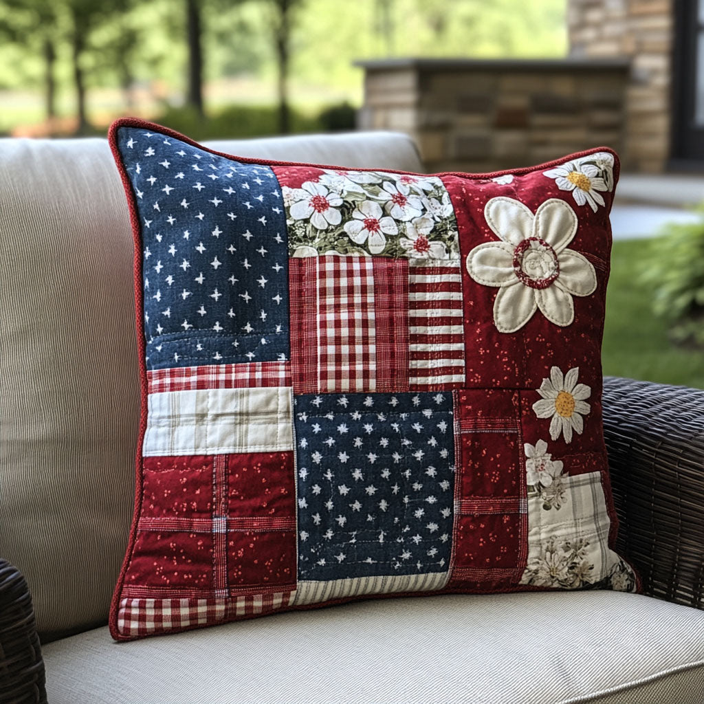 Liberty in Every Stitch Quilted Pillow Case Home Decor Pillow Covers Unique Patriotic Gifts