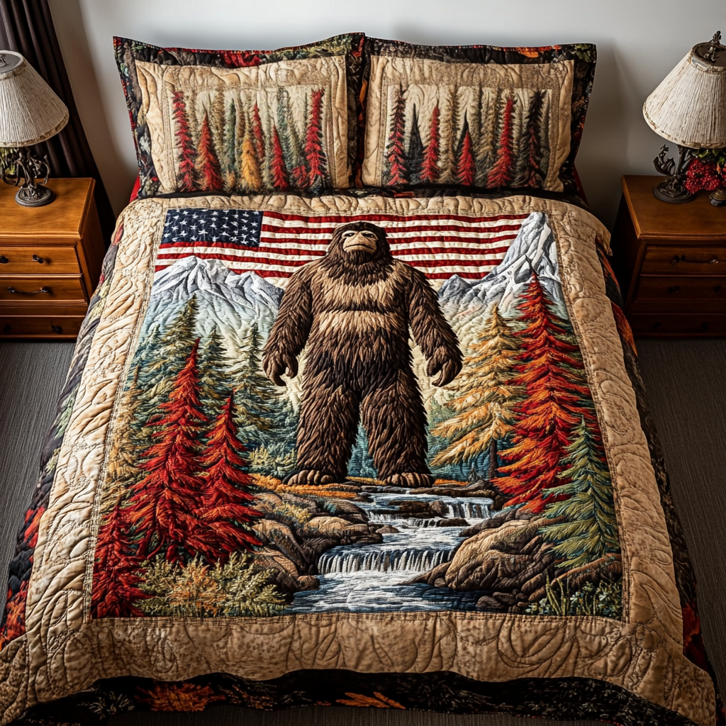 Liberty Legend Quilted Bedding Set Patriotic Room Decor Big Foot Gift Ideas