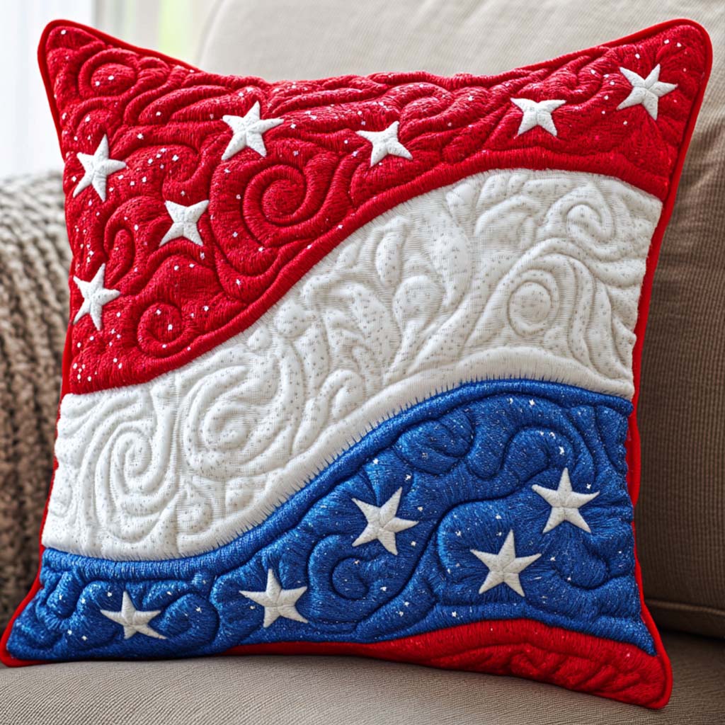 Liberty Line Quilted Pillow Case Throw Pillow Case Covers Best Patriotic Gifts