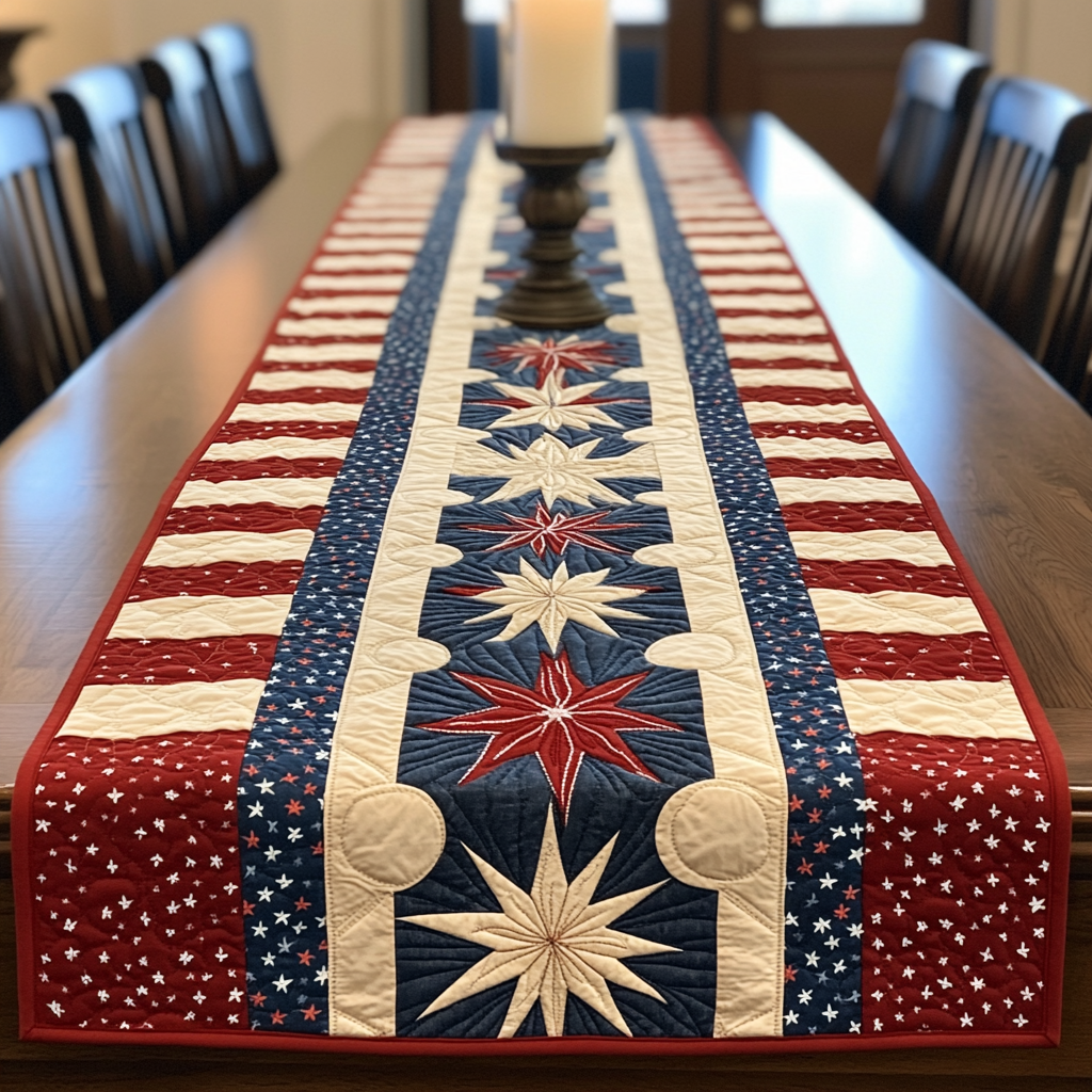 Liberty Linen Quilted Table Runner Dining Room Table Decor Patriotic Gifts For Men