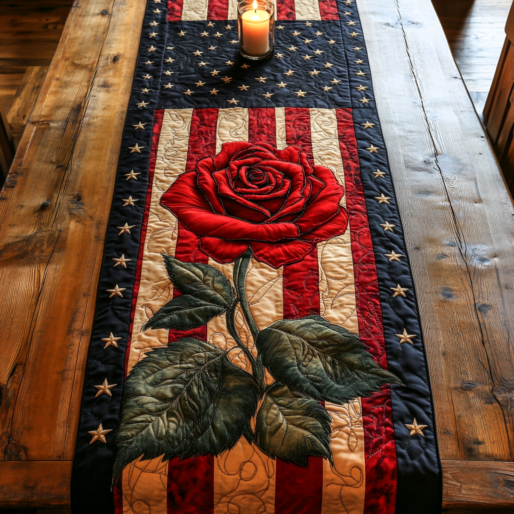 Liberty Linen Quilted Table Runner Dining Room Table Decor Patriotic Themed Gifts