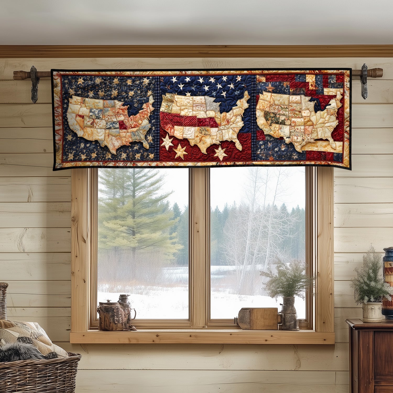 Liberty Map Quilted Valance Unique Front Door Decor 4Th Of July Themed Gifts