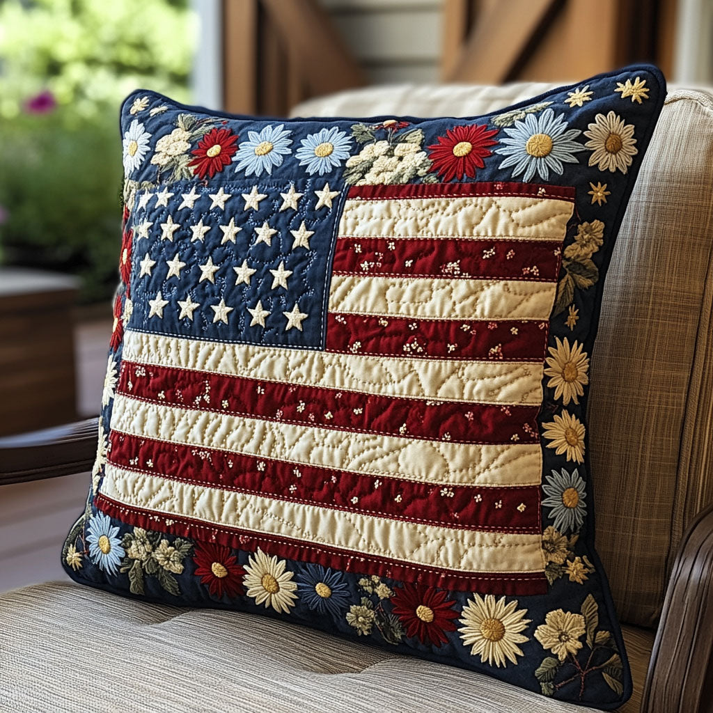 Liberty Petals Quilted Pillow Case Holiday Pillow Case Best Patriotic Gifts