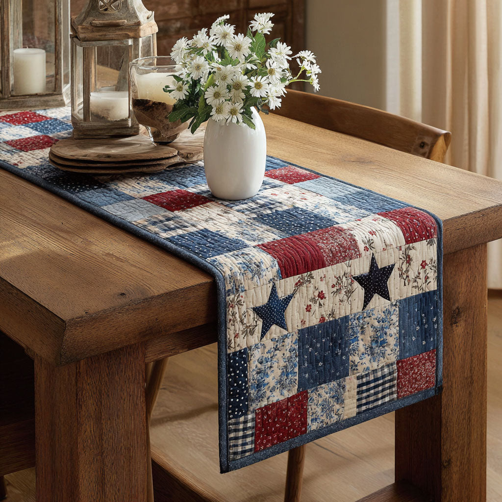 Liberty Quilt Quilted Table Runner Dining Table Decor Ideas Patriotic Gift Items