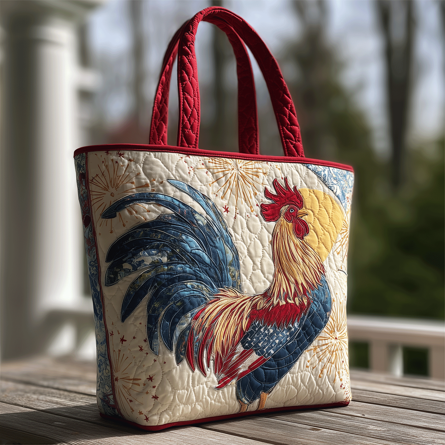 Liberty Rooster Quilted Tote Bag Presents For Farmer Boyfriend