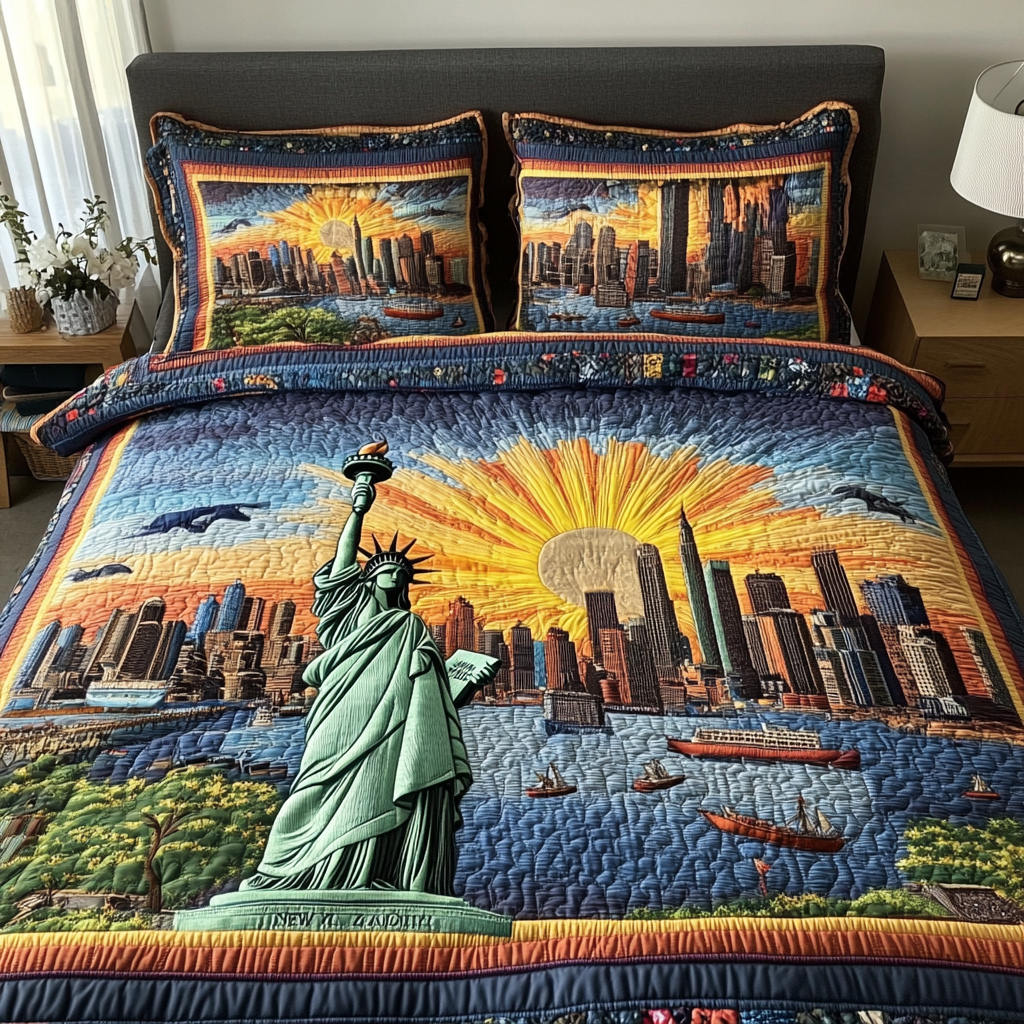 Liberty Spirit Quilted Bedding Set Bedroom Decorations Unique Patriotic Gifts