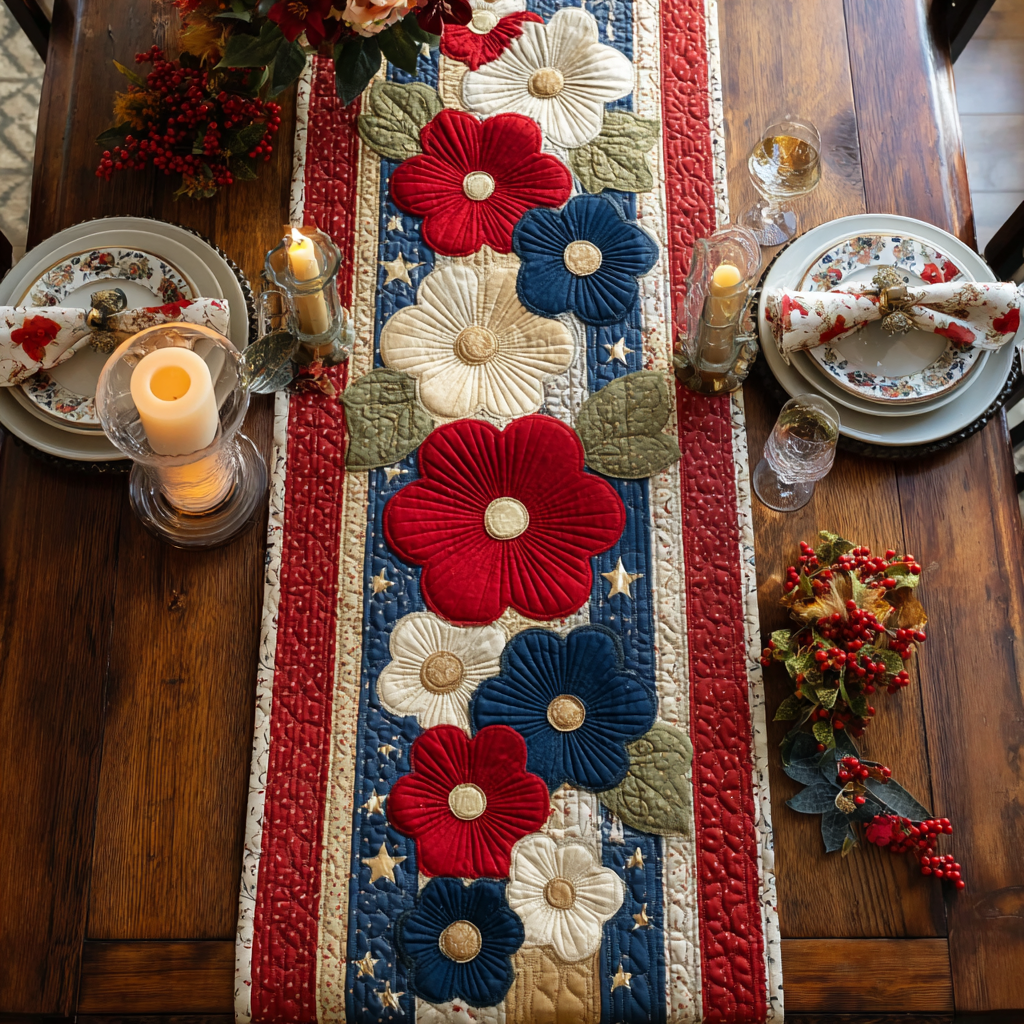 Liberty Threads Quilted Table Runner Holiday Table Throw Best Patriotic Gifts