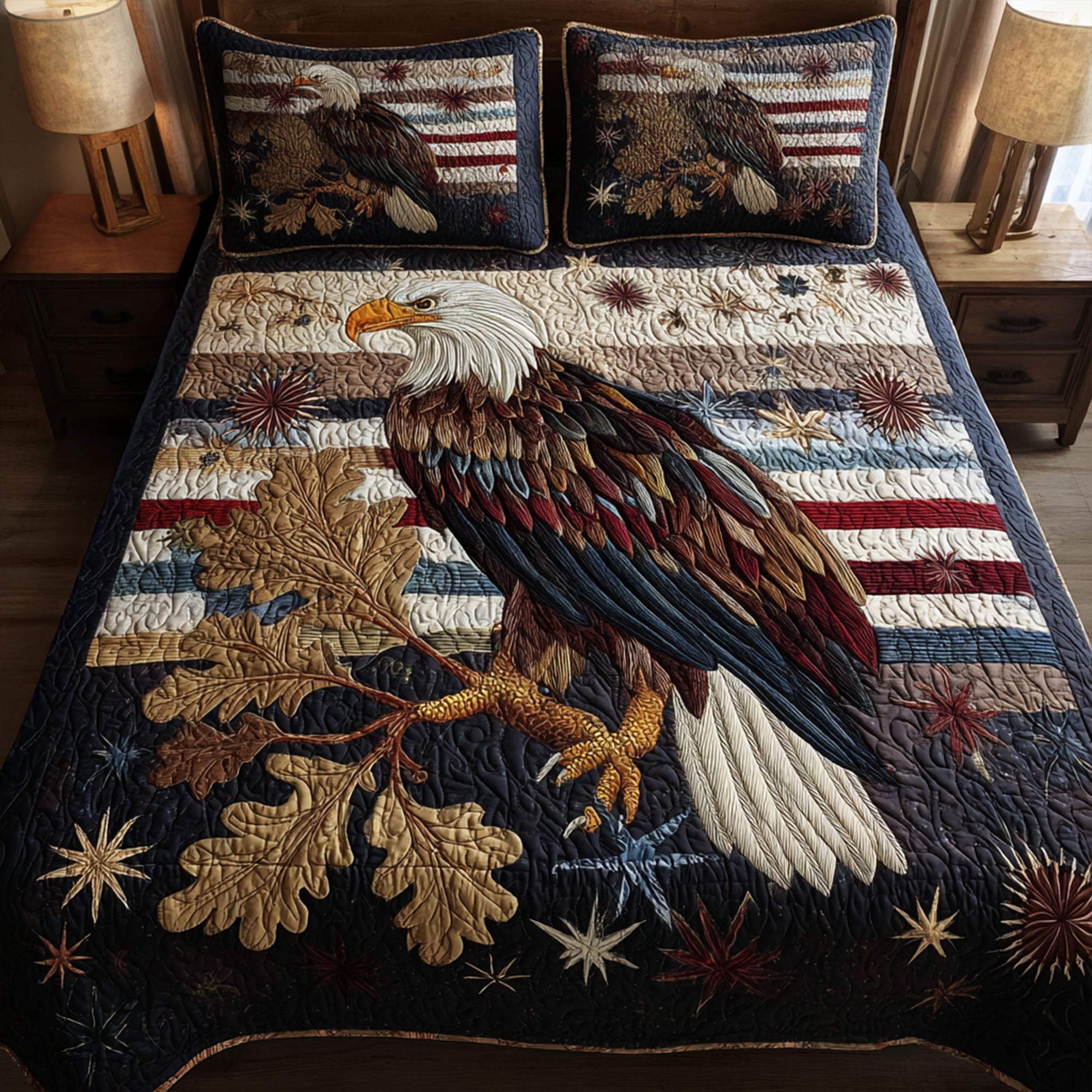 Libertys Wings Quilted Bedding Set Patriotic Bedroom Ideas Gifts For Eagle Lovers Christmas