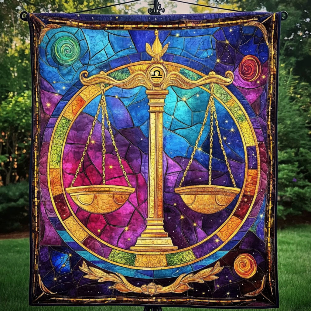 Libra Cosmic Circle Quilted Blanket Bedroom Xmas Decor Libra Birthday Presents