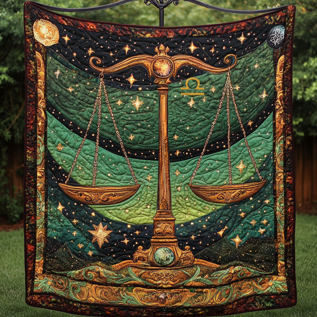 Libra Night Balance Quilted Blanket Best Throw Blanket Birthday Gifts For Libra Woman