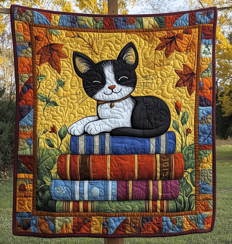 Librarian Feline Quilted Blanket Unique Gifts For Cat Lovers