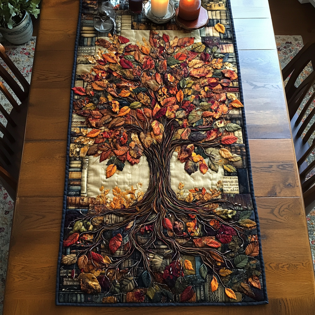 Library Bloom Quilted Table Runner Dinner Table Decor Cool Gifts For Book Lovers
