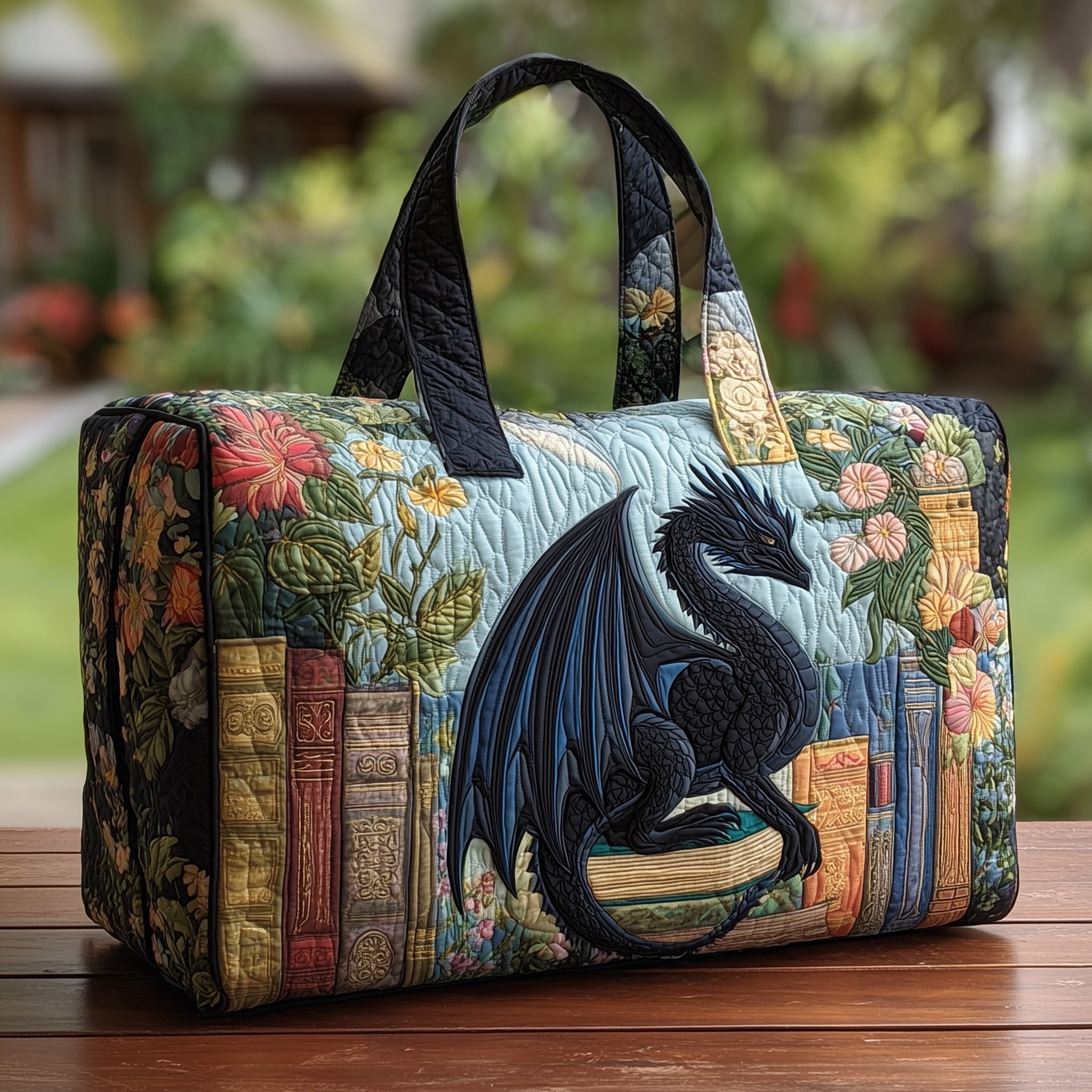 Library Dragon Quilted Duffle Bag Gift For Mom
