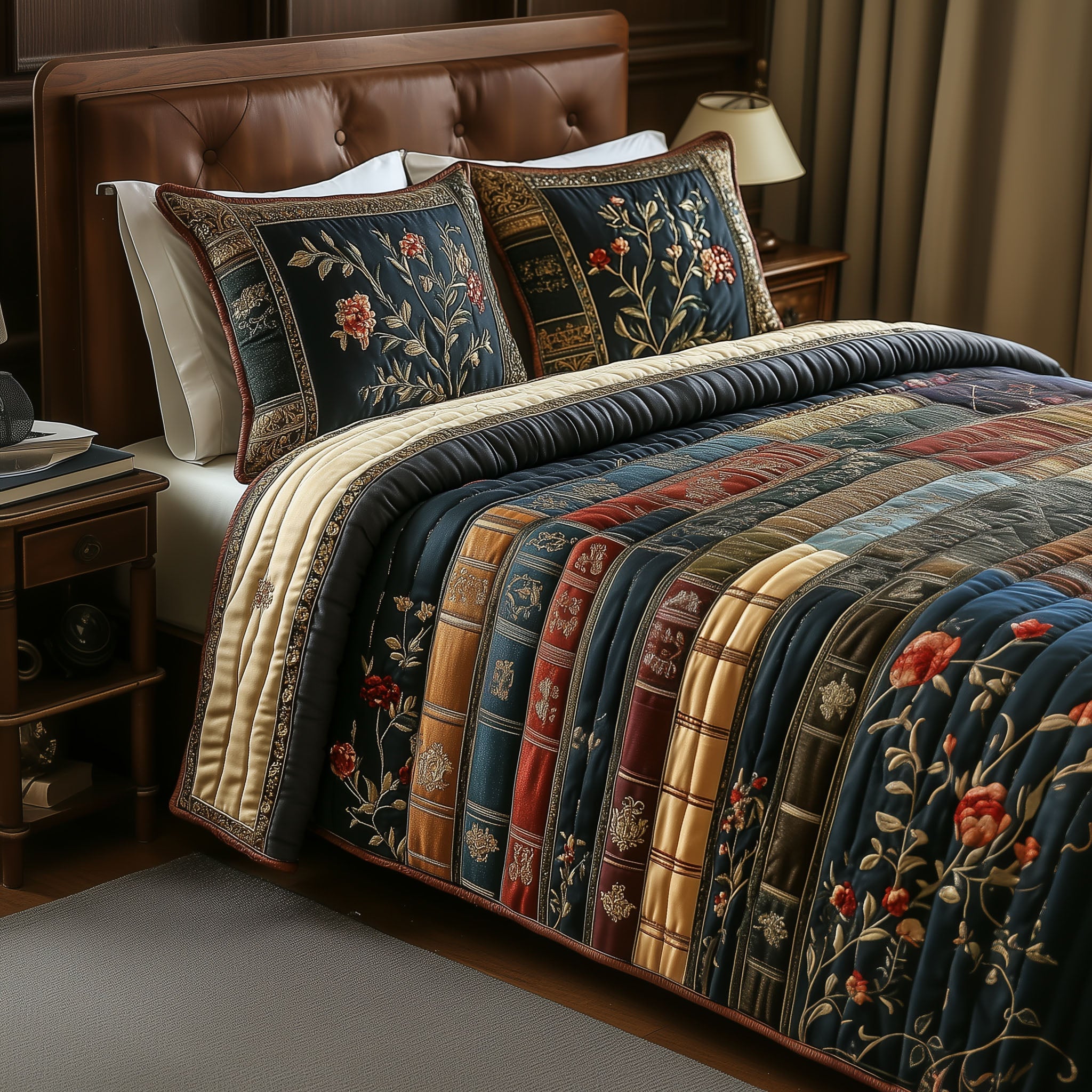Library Dreams Quilted Bedding Set Bedroom Decor Ideas Book Lovers Gifts For Brothers