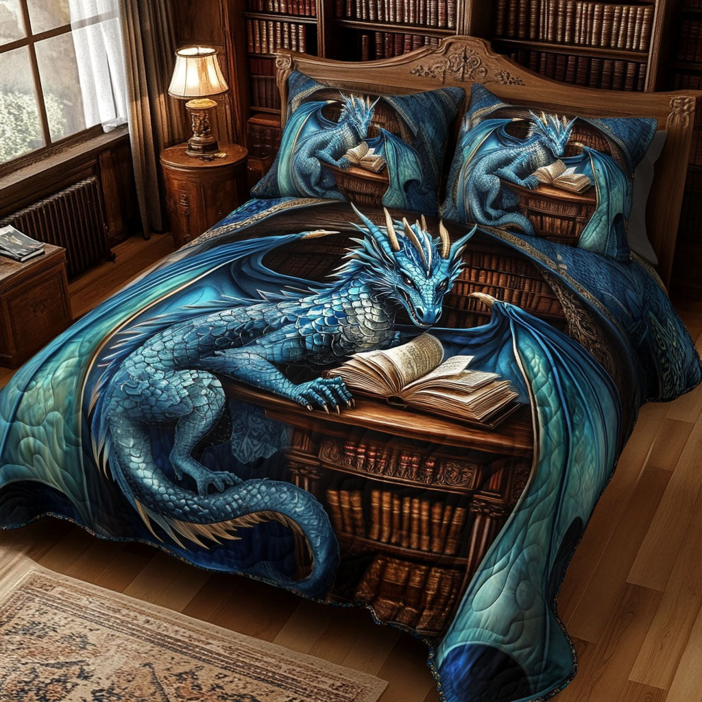 Library Sentinel Quilted Bedding Set Bed Decor Book Lover Gifts For Women