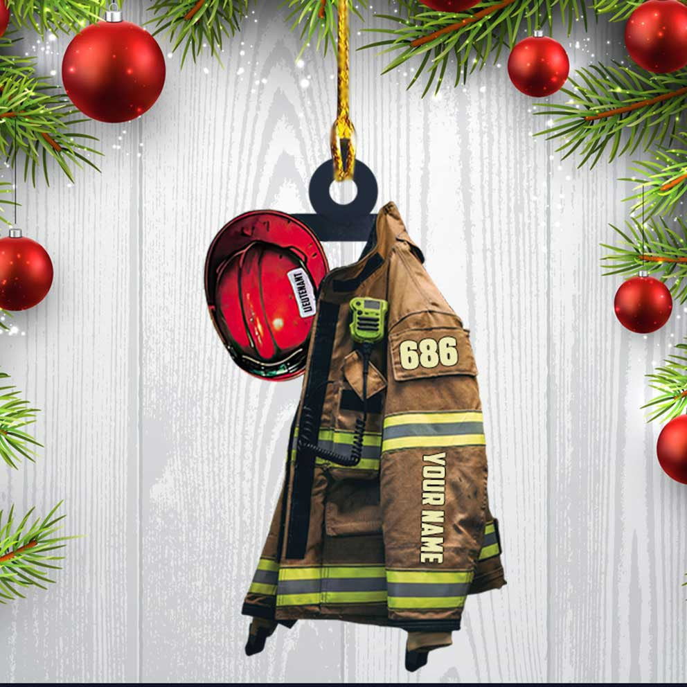 Lieutenant Firefighter Uniform Christmas Ornament Custom Acrylic Firefighter Ornament for Him