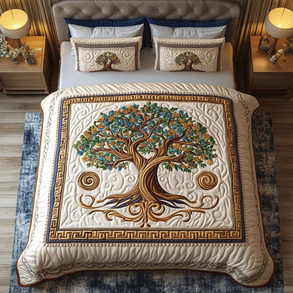 Life Balance Quilted Bedding Set Cozy Bedroom Decor Tree Of Life Christmas Gifts