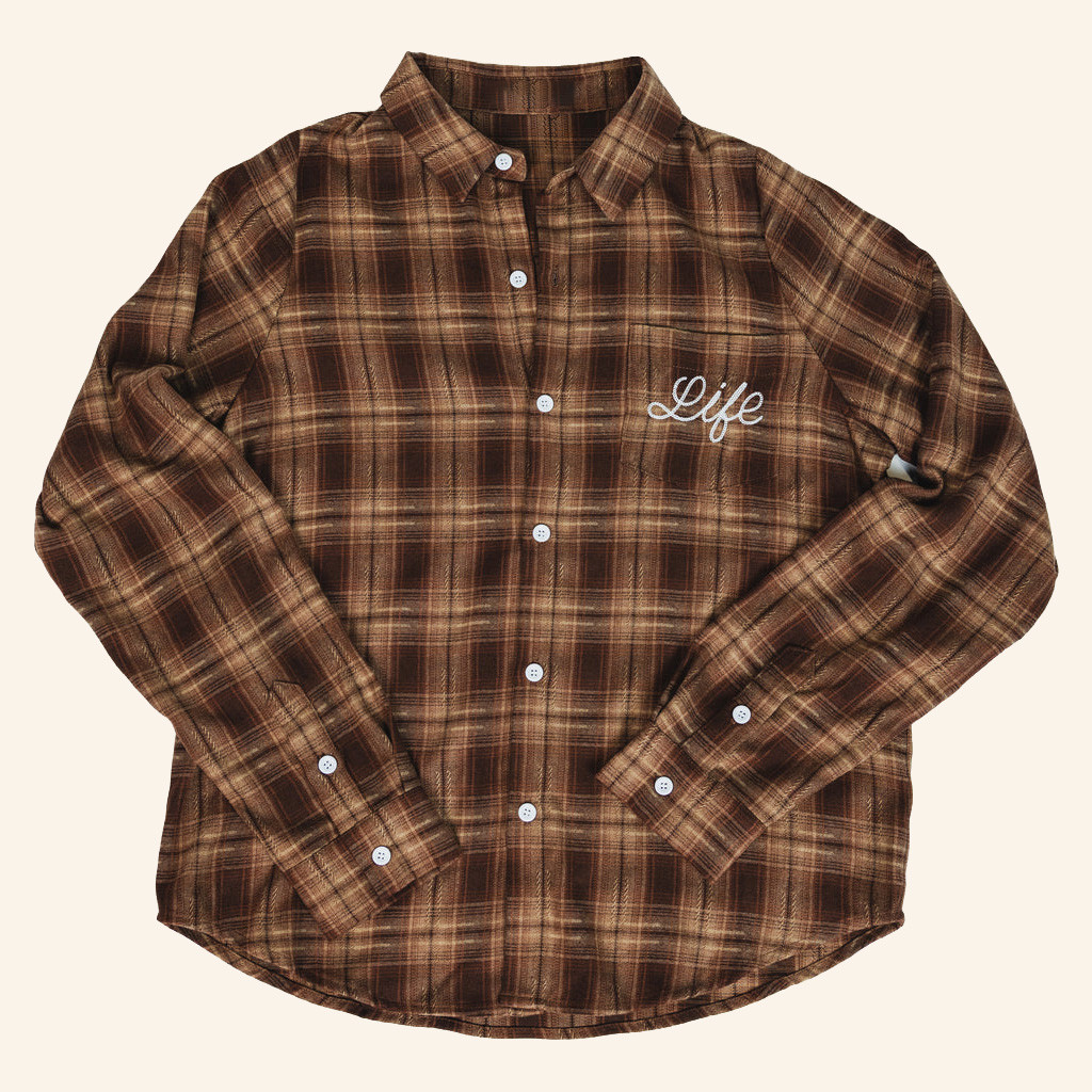 Life Church Merch Life Chain Stitched Flannel Long Sleeve Button Up Shirt Gifts For Him