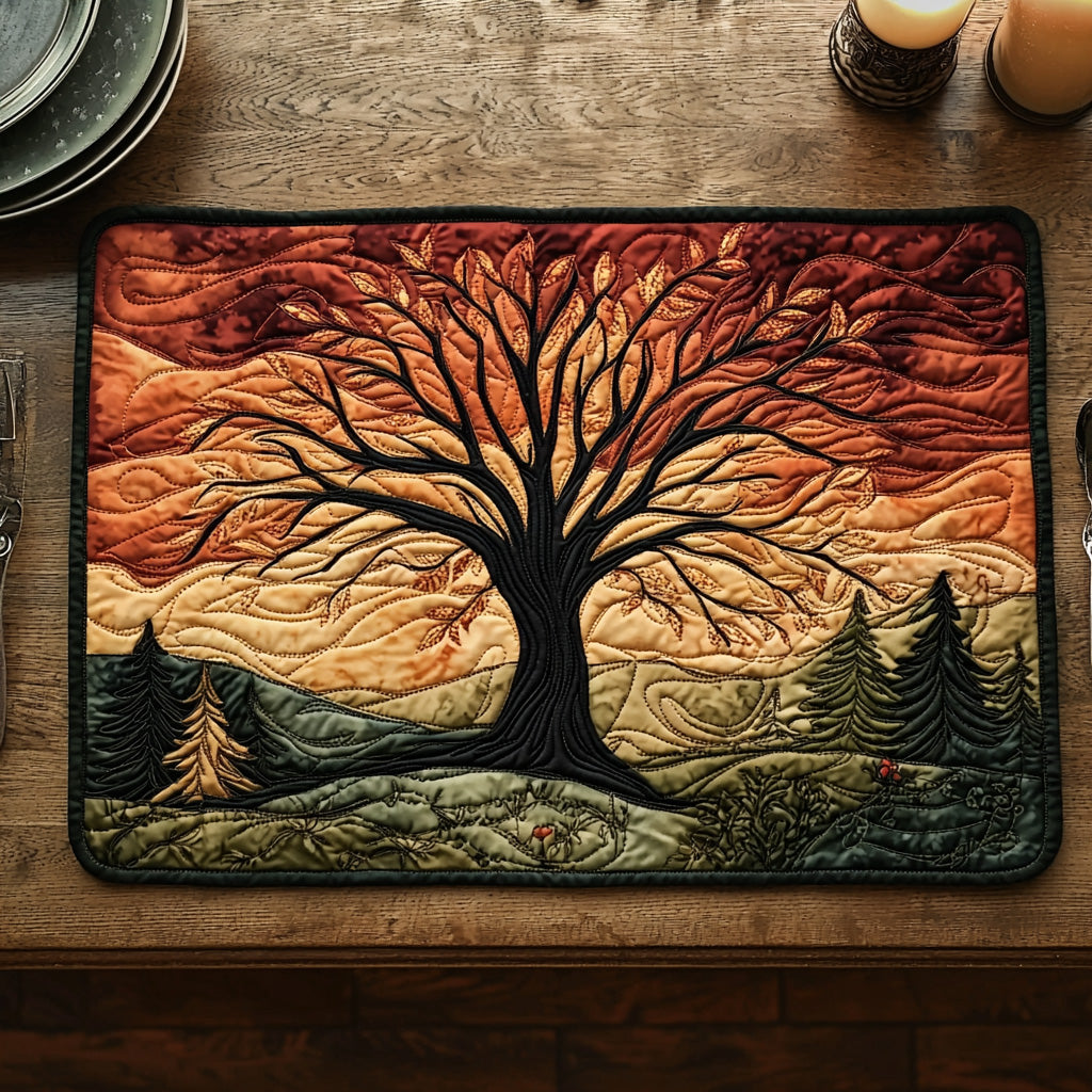 Life Circle Quilted Placemat House Decor Items Tree Of Life Gifts Father'S Day