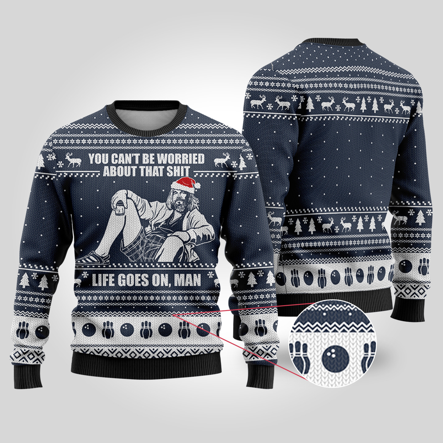Life Go On Man Funny Sweaters Navy Exclusive Holiday Sweater Merch for Gift Giving