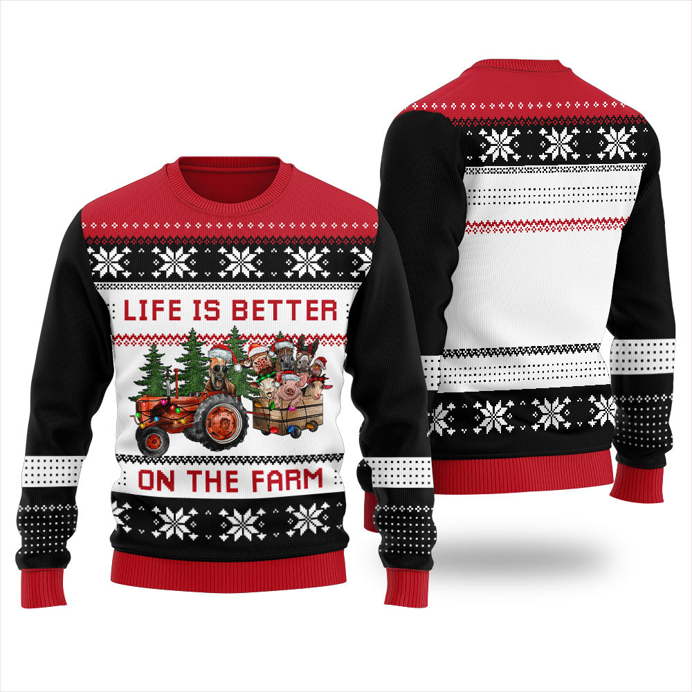 Life Is Better On The Farm Ugly Sweater Exclusive Christmas Sweater Merch Gift Edition