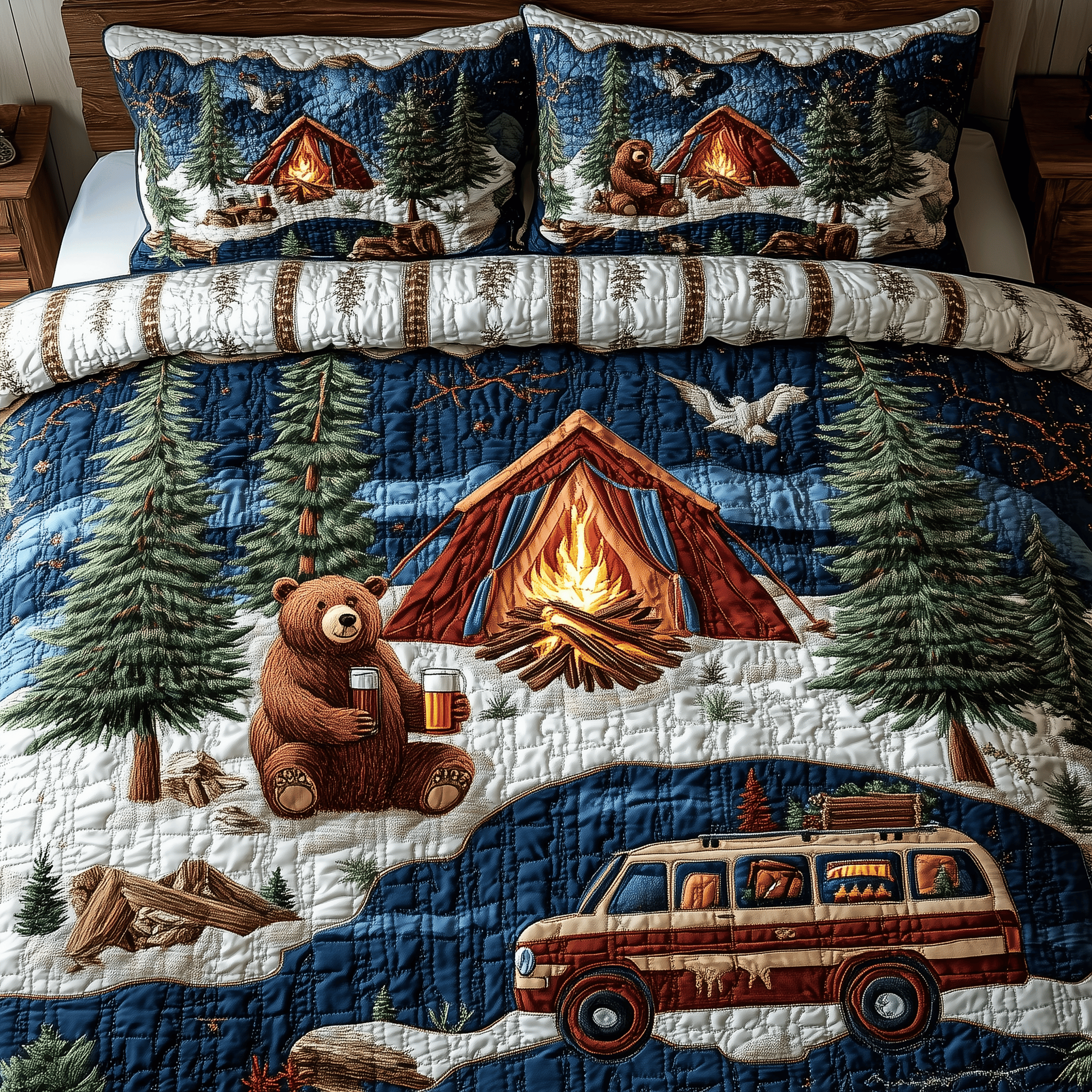 Life Is Good In The Wood Quilted Bedding Set Employee Christmas Gift Ideas 2025