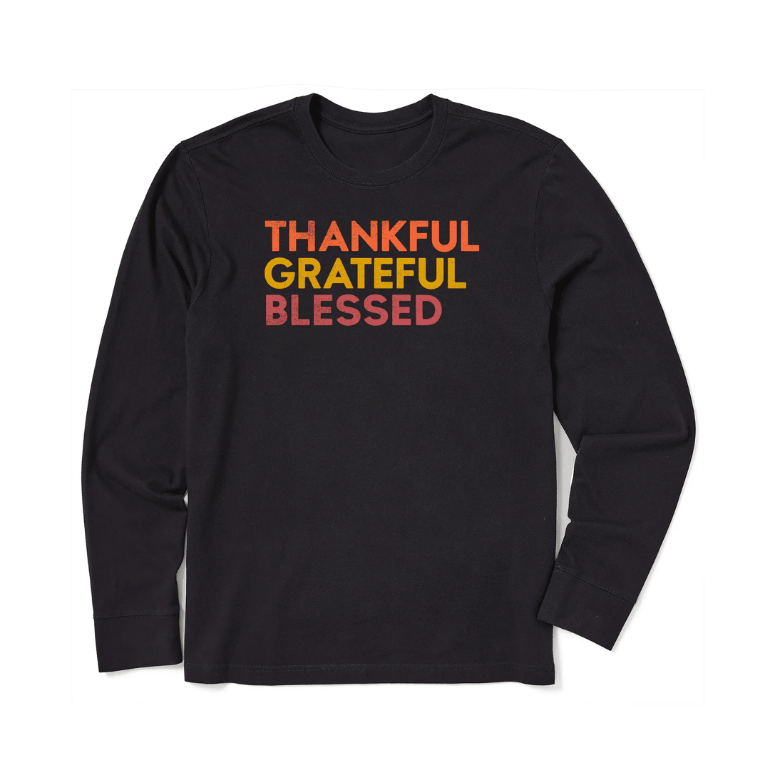 Life Is Good Thanksgiving Shirt Thankful Grateful Blessed All Day Long Sleeve