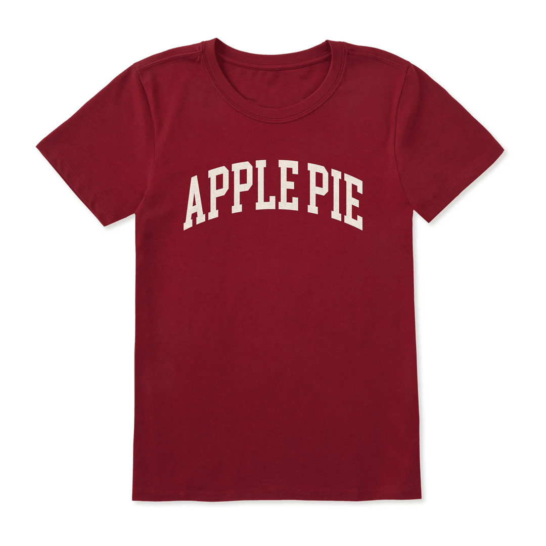 Life Is Good Thanksgiving Shirt Women's Apple Pie Athletic Arch Short Sleeve Crusher Tee
