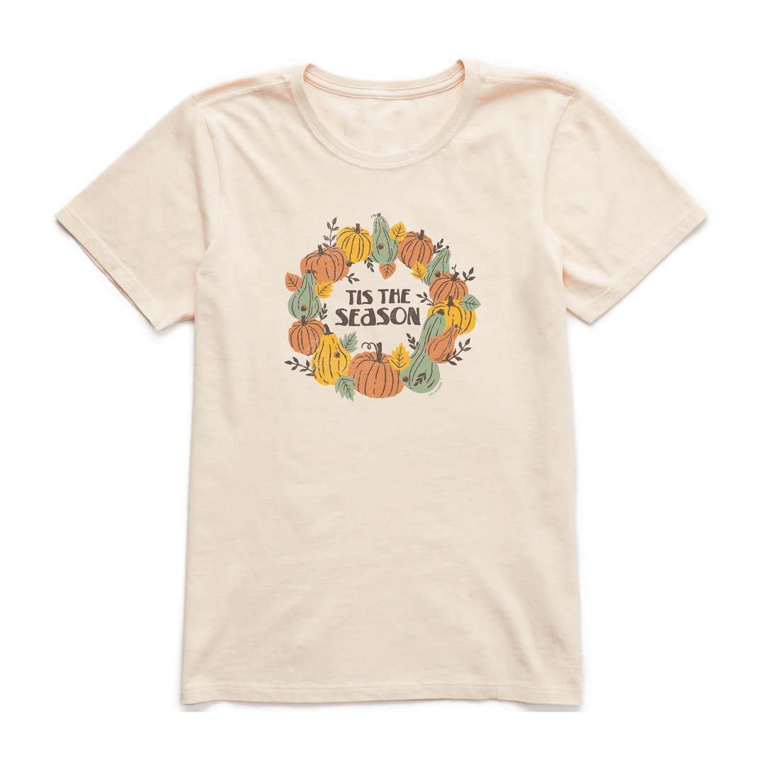 Life Is Good Thanksgiving Shirt Women's Tis the Season Short Sleeve Tee Thanksgiving Gift for Mom