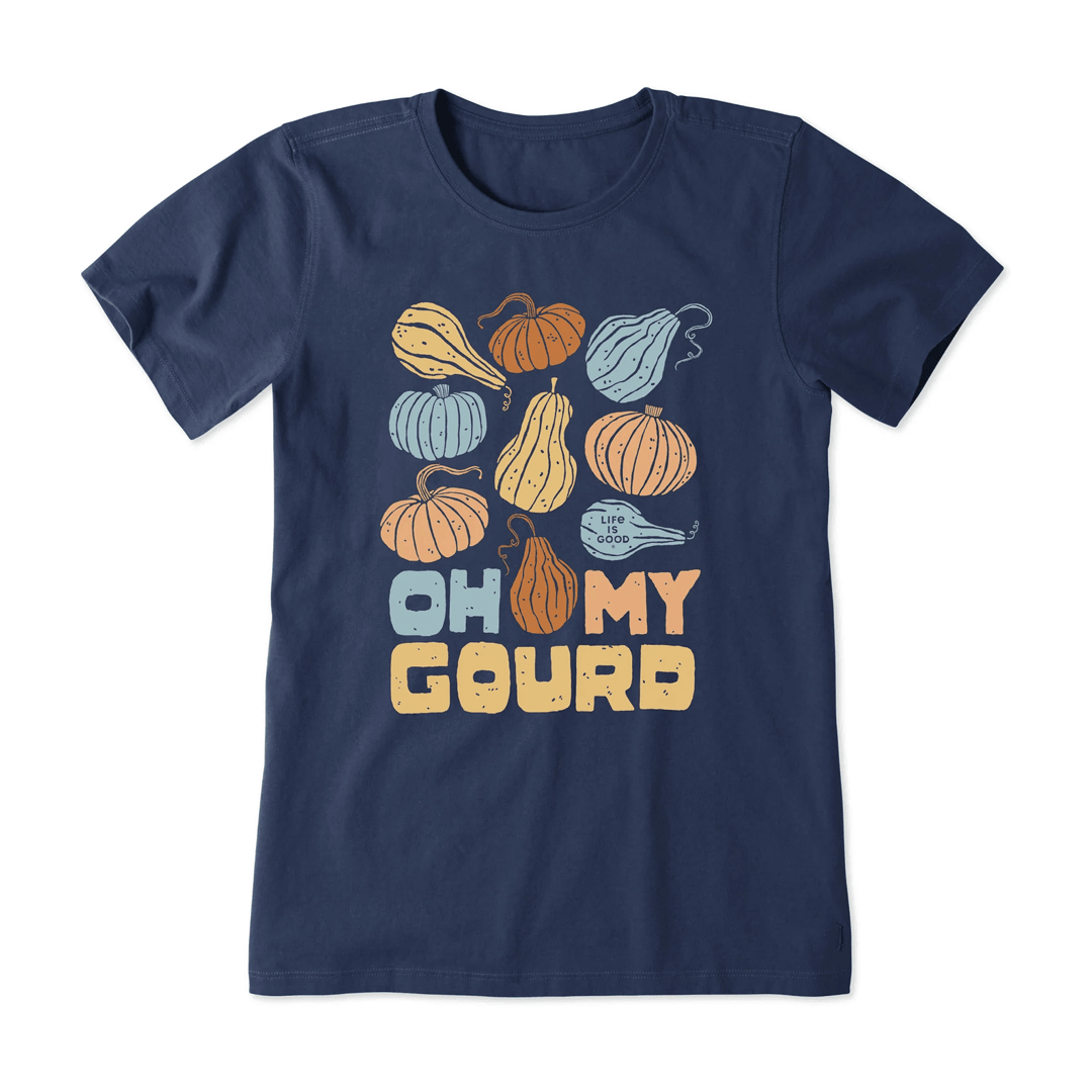 Life Is Good Thanksgiving Shirt Women's Women's Oh My Gourd Medley Short Sleeve Crusher Tee