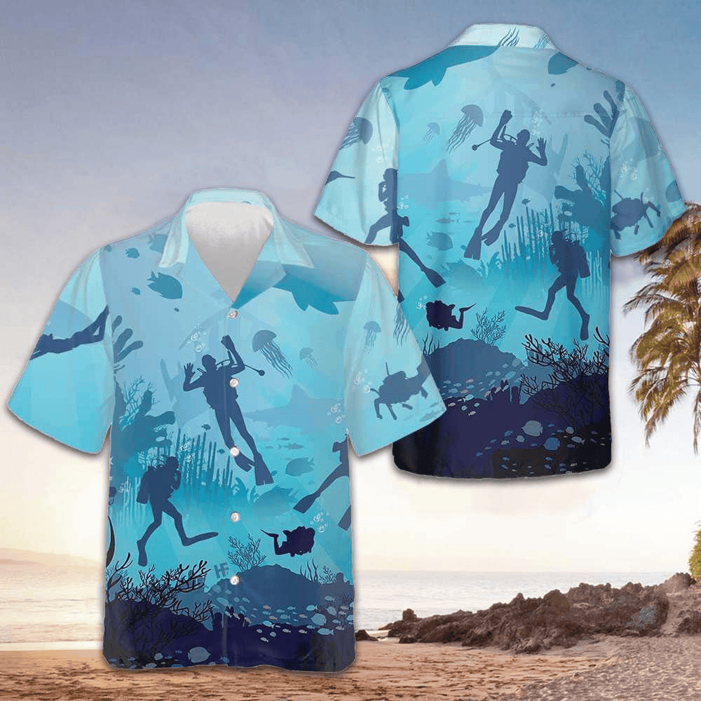 Life Is Scuba Diving Hawaiian Shirt Men's Vacation Button Up Gifts For Scuba Divers Life Is Scuba Diving Hawaiian Shirt Men's Vacation Button Up Gifts For Scuba Divers